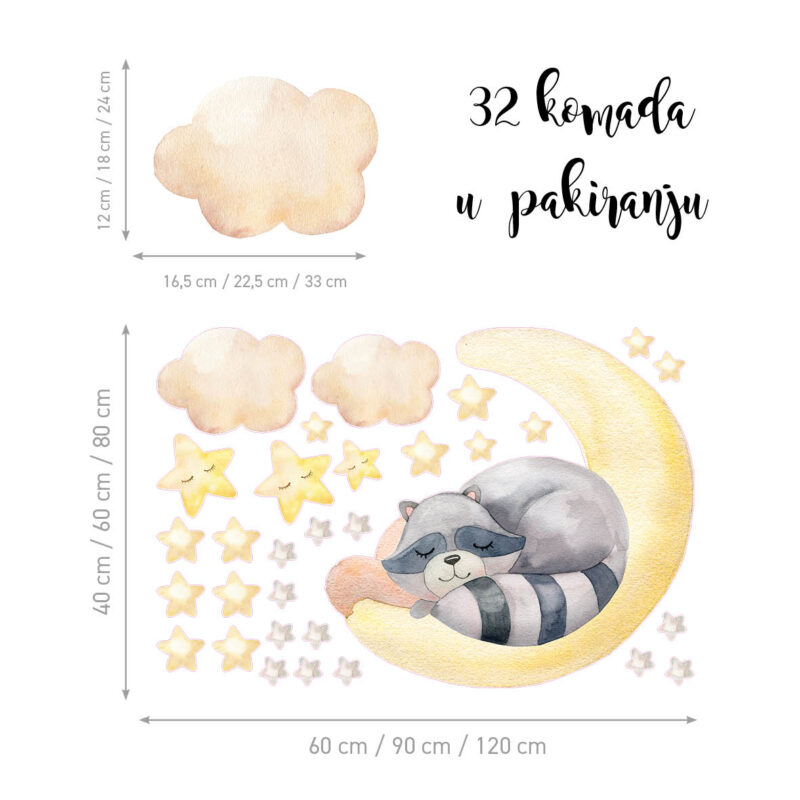 Naljepnice za zid dječje sobe | Dreaming Raccoon | HIAWorkshop® - Image 2