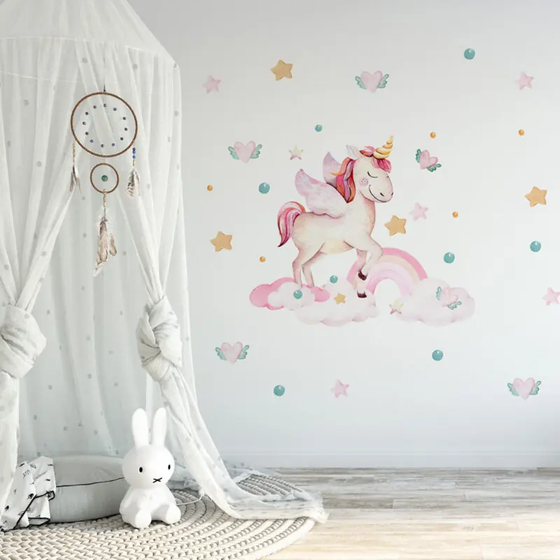 Naljepnice za zid dječje sobe | Watercolor Unicorn
