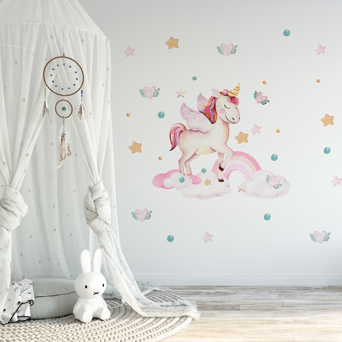 Naljepnice za zid dječje sobe | Watercolor Unicorn