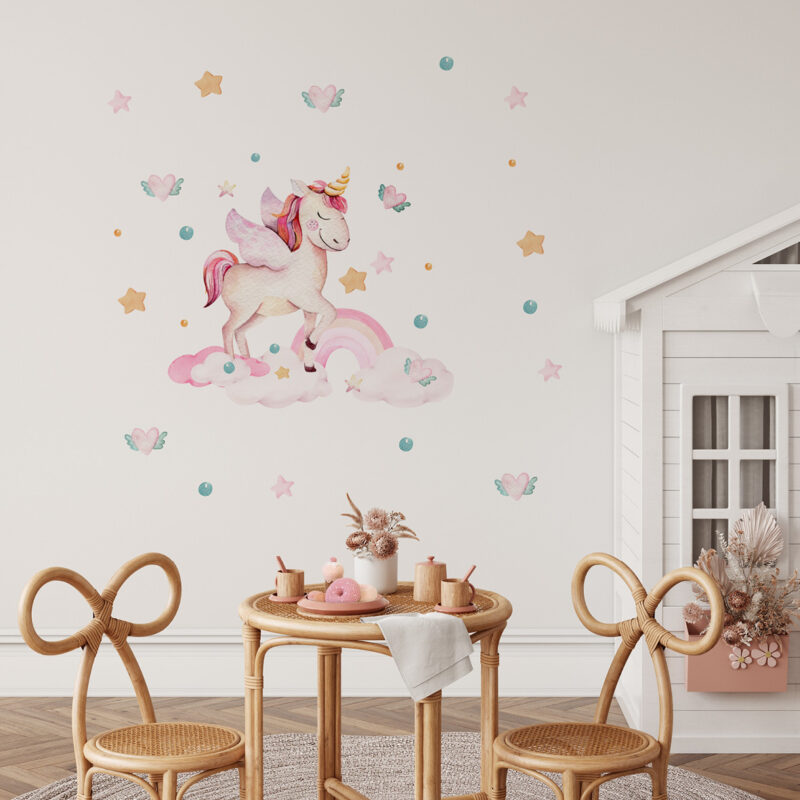 Naljepnice za zid dječje sobe | Watercolor Unicorn - Slika 4