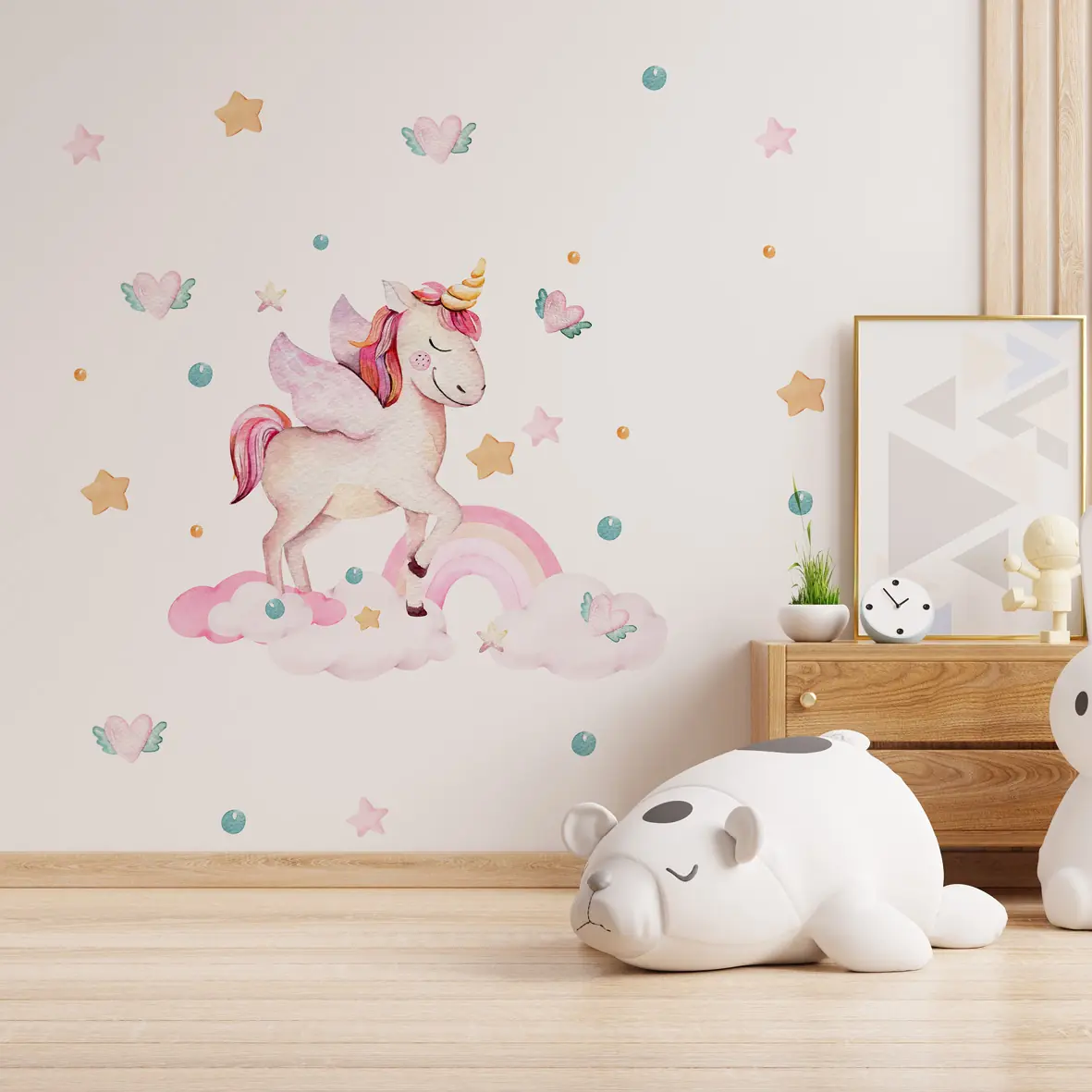 Naljepnice za zid dječje sobe | Watercolor Unicorn - Slika 3