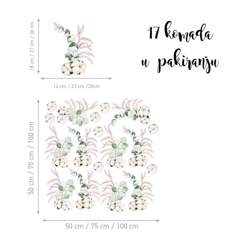 Naljepnice za zid | Cotton Eucalyptus - Slika 2