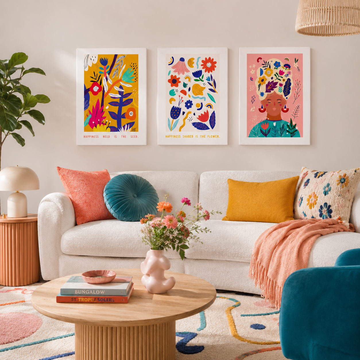 Šarene slike na platnu Colors Are Everything u setu od 3 ilustracije za vedar interijer