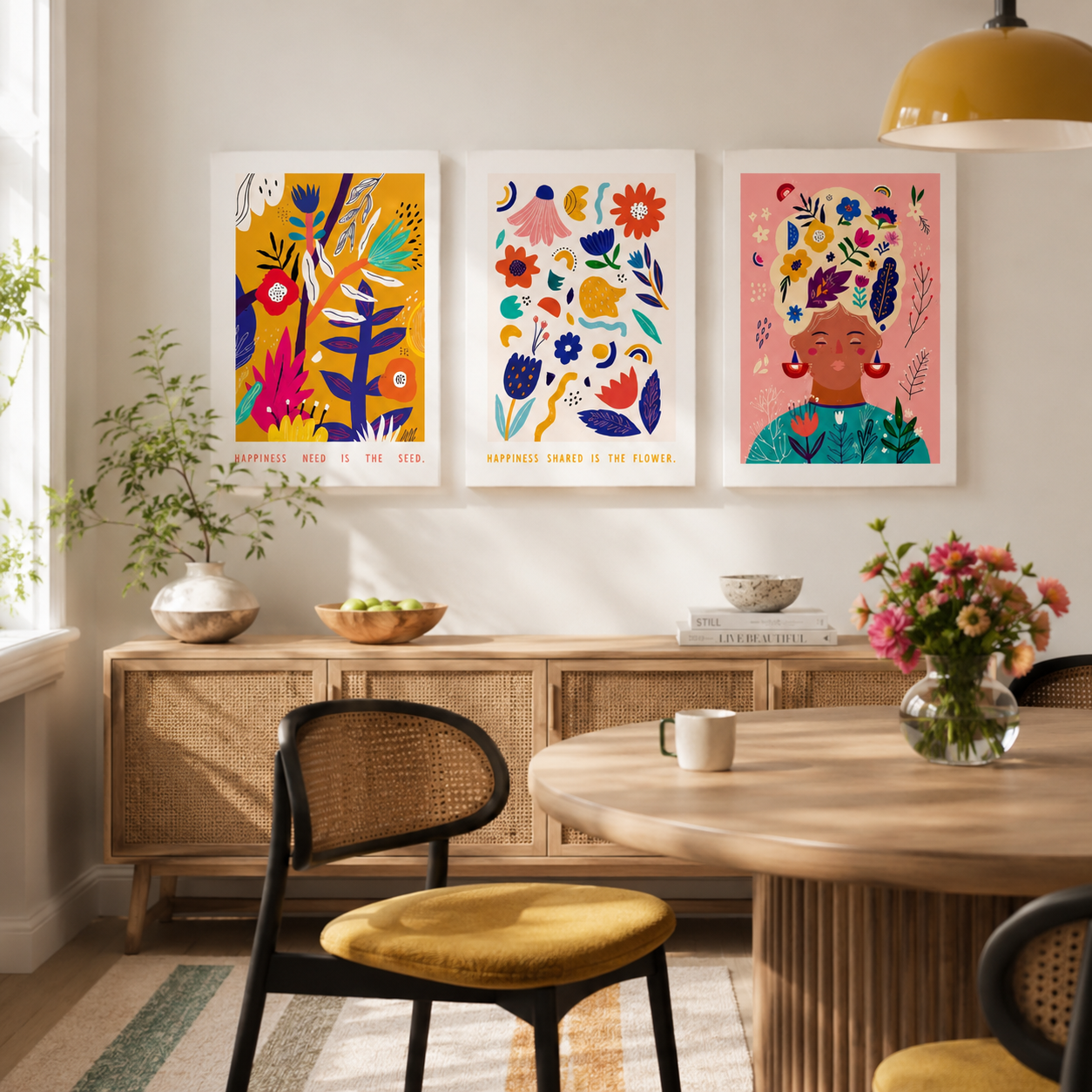 Colors Are Everything set od 3 ilustracije s cvjetnim biljnim i figurativnim motivima