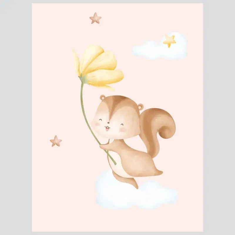 Dječji posteri ili slike na platnu | Squirrel Peach Daydreaming - Slika 3