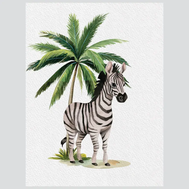 Ilustracija zebre ispod palme - dio kompleta dječjih slika