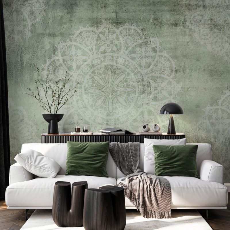 Tapete za zid | Dizajnerski Mural | Grunge Lacework Green