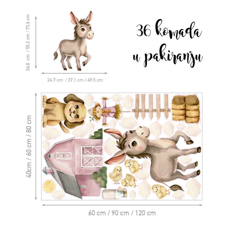 Naljepnice Za Zid Dječje Sobe | Donkey’s Charm | HIA Workshop® - Slika 5