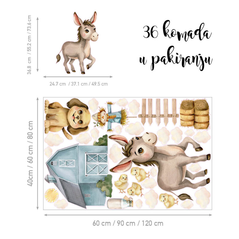 Naljepnice Za Zid Dječje Sobe | Donkey’s Charm | HIA Workshop® - Slika 3