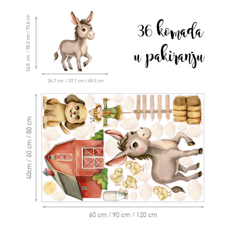 Naljepnice Za Zid Dječje Sobe | Donkey’s Charm | HIA Workshop® - Slika 2