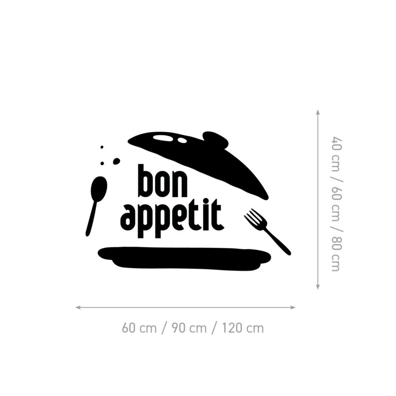 Dekorativna naljepnica Bon Appétit na zidu iznad kuhinjskog stola - shema