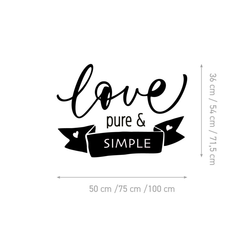 Minimalistička zidna naljepnica s natpisom Pure and Simple u modernom interijeru - shema