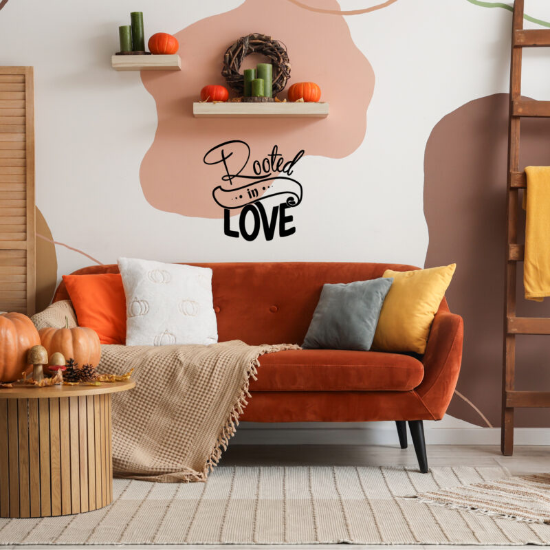 Rooted in Love naljepnica za zid u blagovaonici s jesenskom dekoracijom