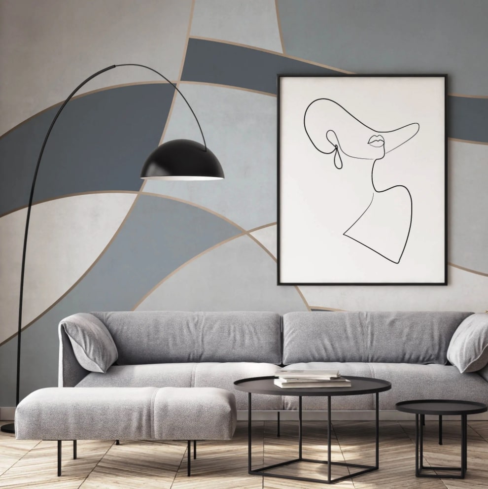 Tapeta za zid s apstraktnim plavo-sivim geometrijskim oblicima