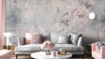 Tapete za dnevni boravak s cvjetnim uzorkom u pastelnim tonovima – Flower Chic