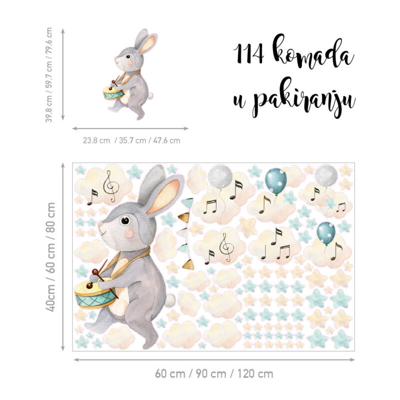 Dječje naljepnice za zid Zec | Rabbit Forest Orchestra | HIA Workshop® - Slika 2
