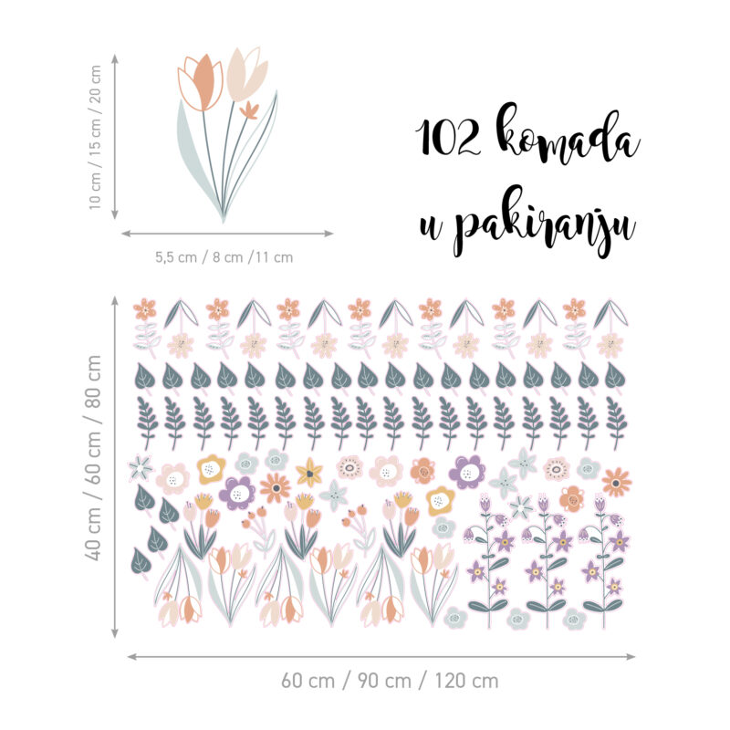 Tekstilne naljepnice za zid | Blossom Joy - Slika 2