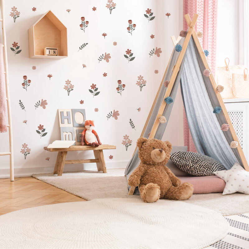 Dječje naljepnice za zid Cvjetni vrt | Boho Flower Garden | HIA Workshop®