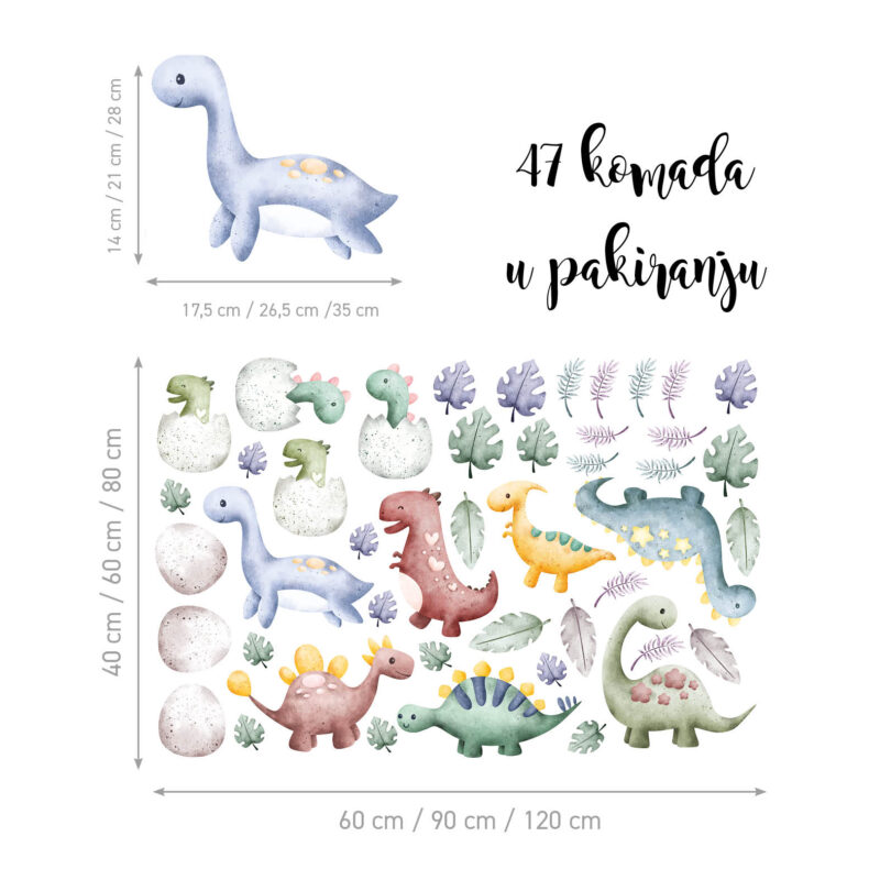 Tekstilne naljepnice za zid | Dreamy Dino Babies - Slika 2
