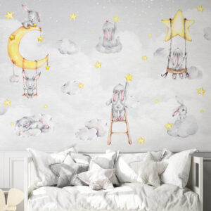 Zidna Tapeta Za Dječju Sobu | Wish Upon A Star Grey